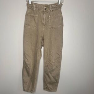 Zara Paperbag Waist Patch Pocket Jeans
